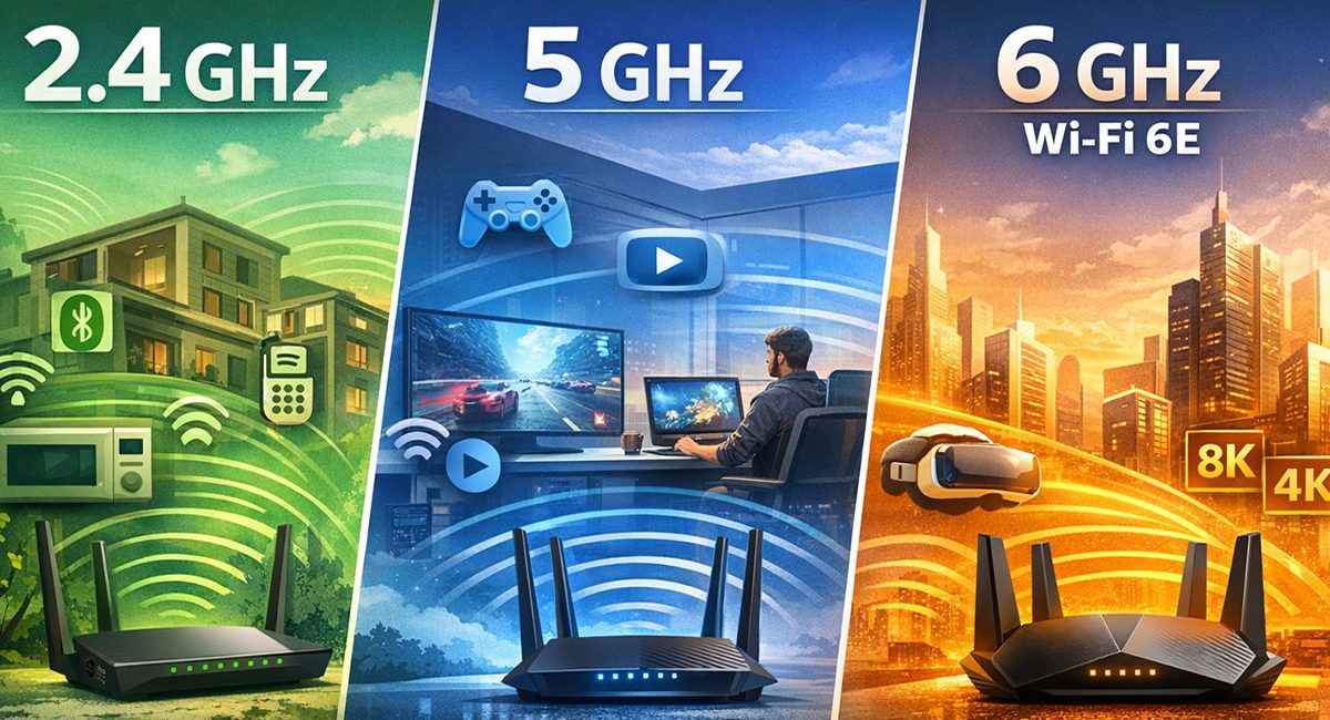 مقایسه فرکانس‌های وایرلس: راهنمای انتخاب بین 2.4، 5 و 6 گیگاهرتز